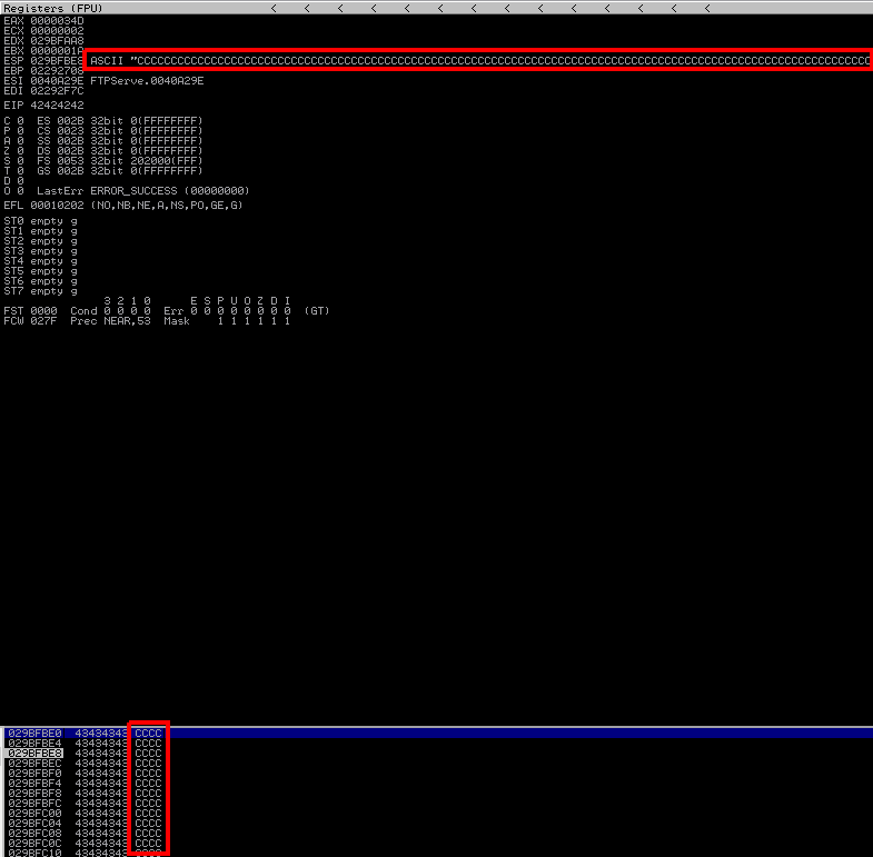 ESP overwritten