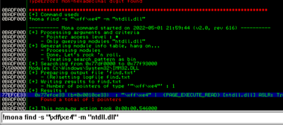Finding JMP ESP