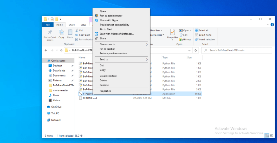Running FTP server