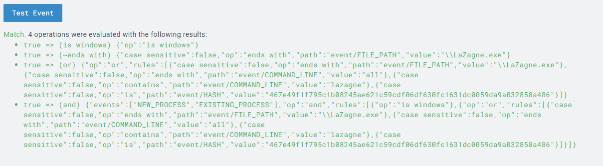 Testing Event Result